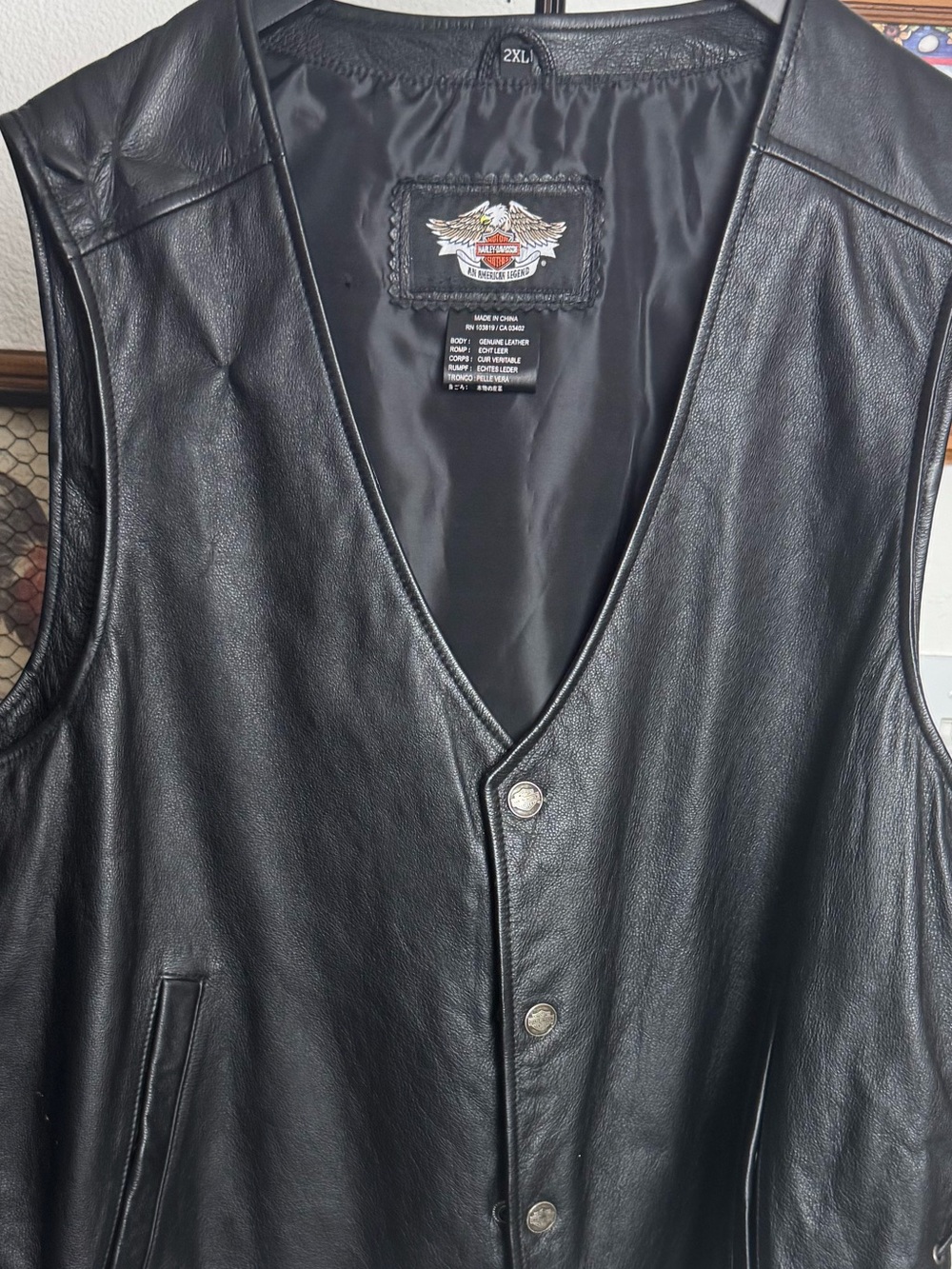 Harley-Davidson Black Leather Side Lace Motorcycle Riding Vest Size 2XL